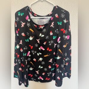 NWT Joyspun Women's Black Pajama Top with Winter Print 2XL